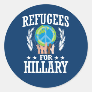 ADESIVO REDONDO REFUGIADOS PARA HILLARY