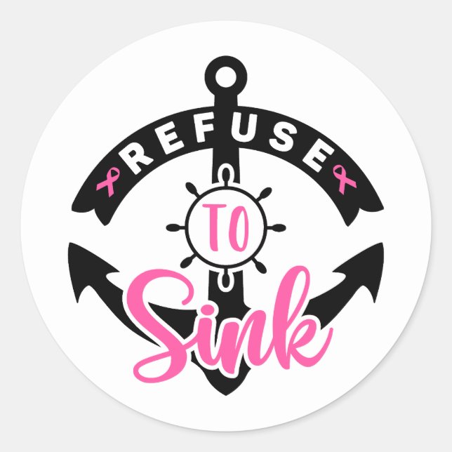 Adesivo Redondo Refuse To Sink Breast Cancer Awareness (Frente)