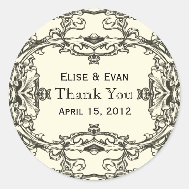 Adesivo Redondo Regal Elegance Obrigado, Stickers (Frente)