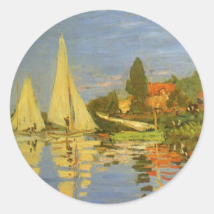 Adesivo Redondo Regata em Argenteuil por Claude Monet