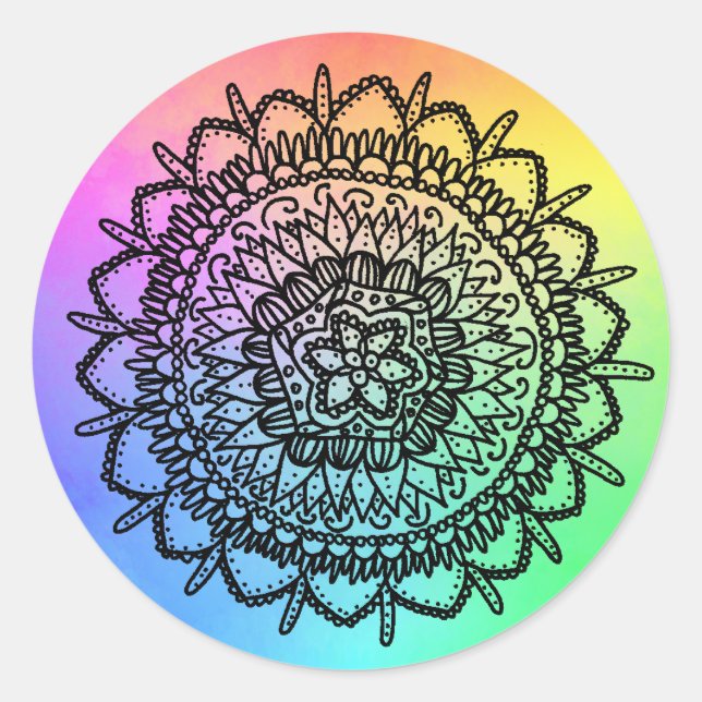 Adesivo Redondo Regenbogen Seestern Mandala (Frente)