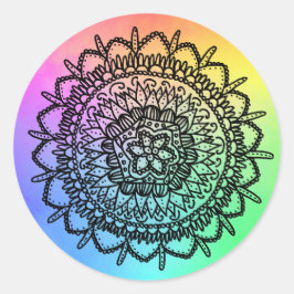 Adesivo Redondo Regenbogen Seestern Mandala