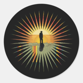 Adesivo Redondo Regenbogen Sonne  Retro Vintage Designe 