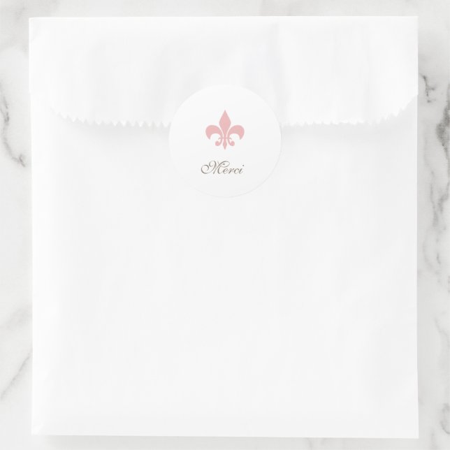 Adesivo Redondo Regency French Pink Fleur de Lis Merci Wedding (Bolsa)