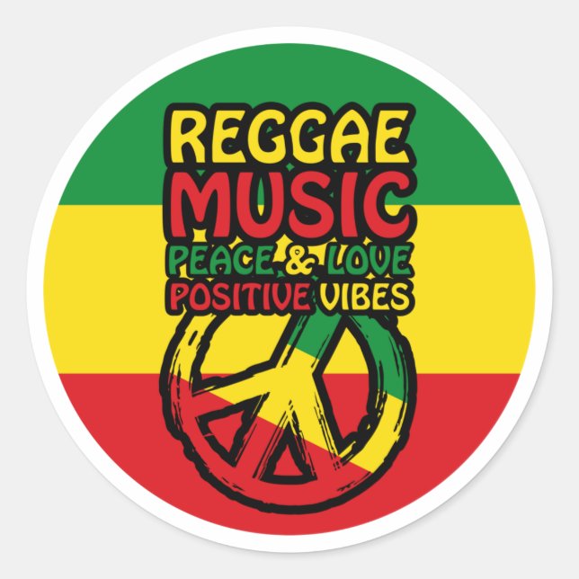 Adesivo Redondo Reggae and Peace Symbol with positive quotes (Frente)