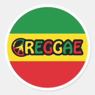 Adesivo Redondo Reggae design com cores de sinalizador reggae