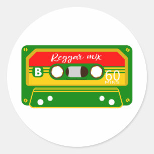 Adesivo Redondo Reggae mixaria fita cassete Rastafarian