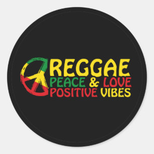 Adesivo Redondo Reggae Music com citações positivas