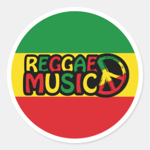 Adesivo Redondo Reggae Music design with rastafari style and color
