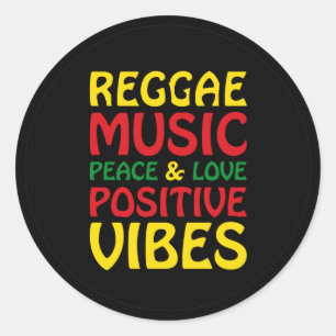 Adesivo Redondo Reggae Music with positive sayings