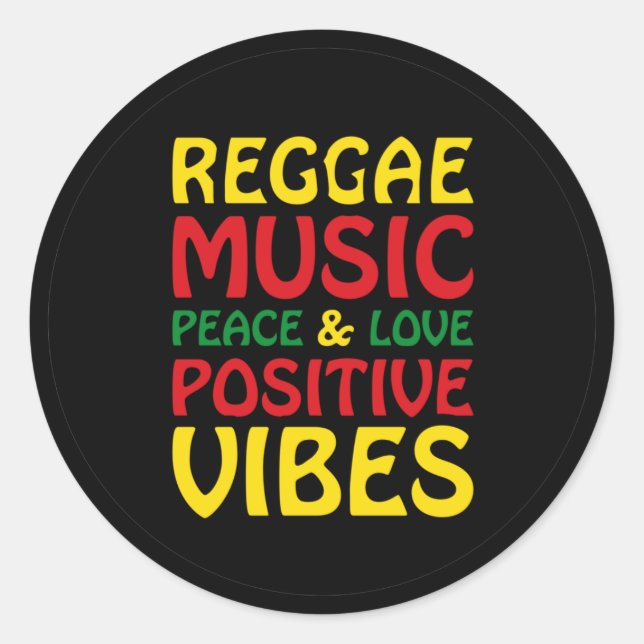 Adesivo Redondo Reggae Music with positive sayings (Frente)