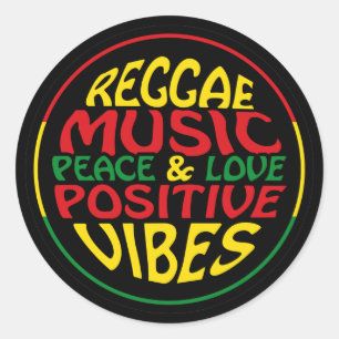 Adesivo Redondo Reggae Music with positive sayings and quotes