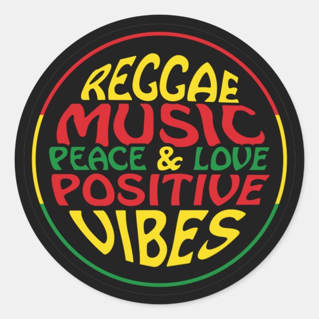 Adesivo Redondo Reggae Music with positive sayings and quotes (Frente)