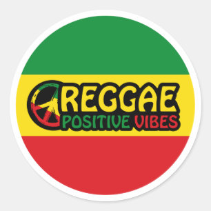 Adesivo Redondo Reggae Music with positive vibes and reggae flag