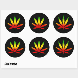 Adesivo Redondo Reggae Rasta Rastafarian Leaf Round Stickers