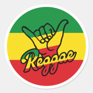 Adesivo Redondo Reggae Shaka Hands with reggae colors