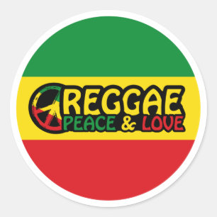 Adesivo Redondo Reggage art com palavras positivas Peace and Love