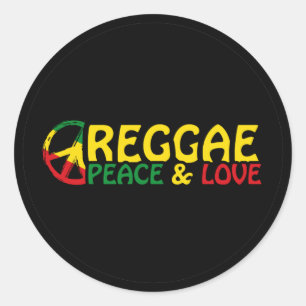 Adesivo Redondo Reggage art com palavras positivas Peace and Love