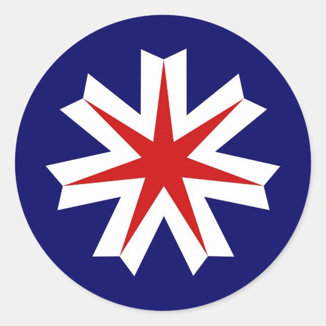 Adesivo Redondo região do país do japão bandeira hokkaido (Frente)