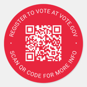 Adesivo Redondo Registre-se para votar código QR digitalizável ver