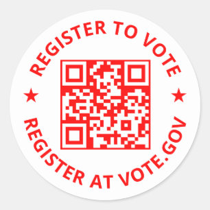 Adesivo Redondo Registre-se para votar código QR personalizado ver