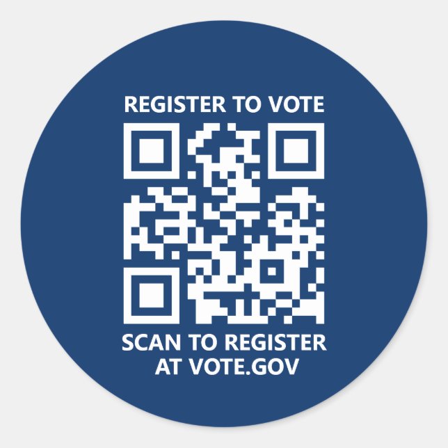 Adesivo Redondo Registre-se para votar marinho personalizado do Có (Frente)