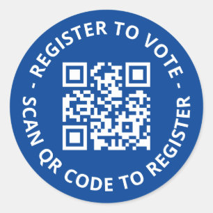 Adesivo Redondo Registre-se para votar o código QR personalizável