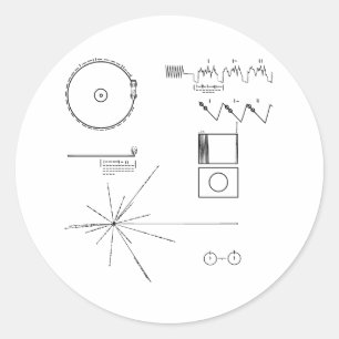 Adesivo Redondo Registro de Ouro do Voyager da NASA