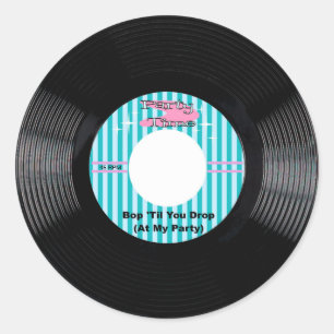 Adesivo Redondo Registro de Tempo de Festa de 45 rpm