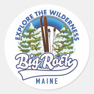 Adesivo Redondo Registro de viagem de esqui Big Rock Maine