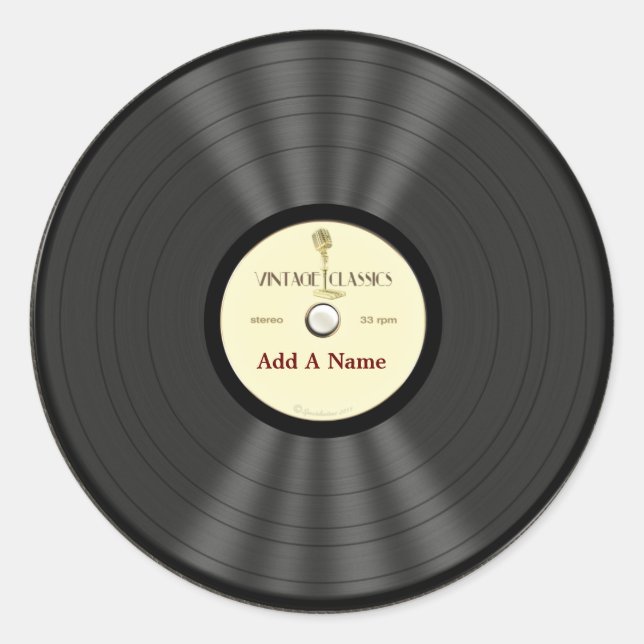 Adesivo Redondo Registro de vinil personalizado do microfone do (Frente)