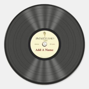 Adesivo Redondo Registro de vinil personalizado do microfone do