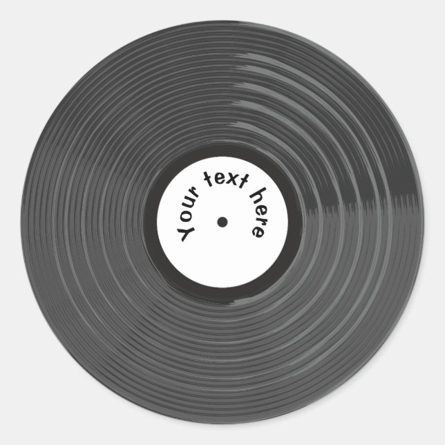 Adesivo Redondo Registro de vinilo retrô personalizado (Frente)
