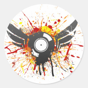 Adesivo Redondo Registro dos grafites do vôo - vinil audio do DJ