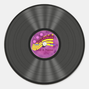 Adesivo Redondo Registro Psicodélico Personalizado de Vinilo