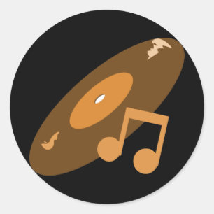 Adesivo Redondo Registro retro da música & laranja da nota