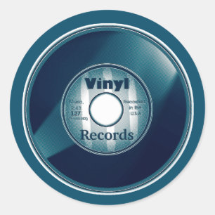 Adesivo Redondo Registro VINYL 45 RPM, azul