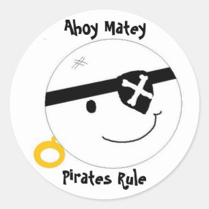 Adesivo Redondo Regra Ahoy Matey Pirates