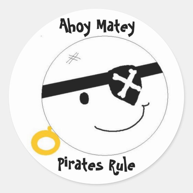 Adesivo Redondo Regra Ahoy Matey Pirates (Frente)