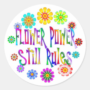 Adesivo Redondo Regras de flower power