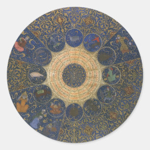 Adesivo Redondo Régua Vintage Horoscópio, Antiguamente Zodiose Isl