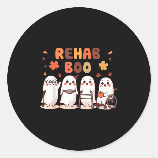 Adesivo Redondo Rehab Boo Halloween Fun Ghost Physical Therapy Ot  (Frente)