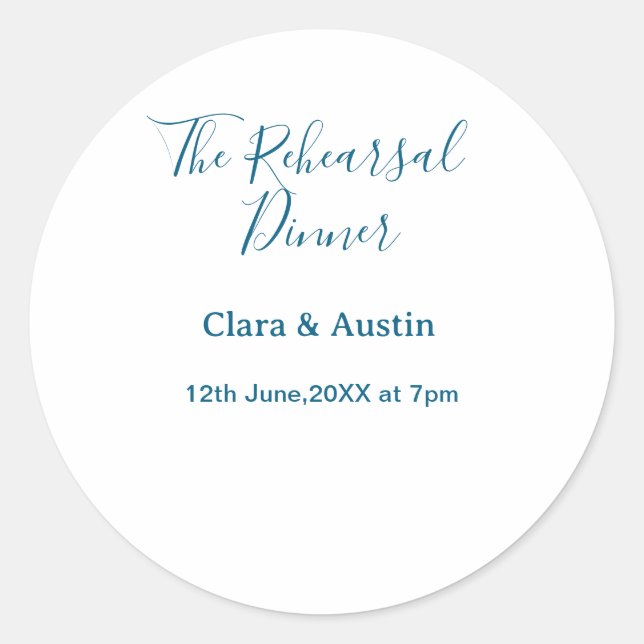Adesivo Redondo Rehearsal dinner the night before simple minimal m (Frente)