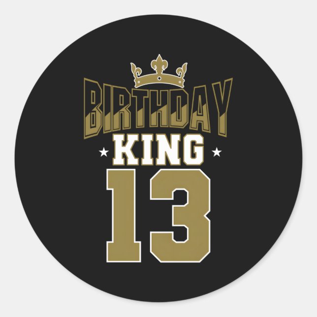 Adesivo Redondo Rei 13 Bday Py Celebration 13 Tema Real (Frente)