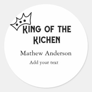 Adesivo Redondo Rei da cozinha adiciona nome cozinhar de padaria c