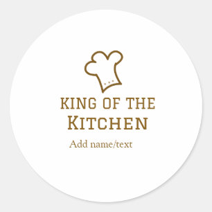 Adesivo Redondo Rei da cozinha marrom chef cozinhando chapéu marro