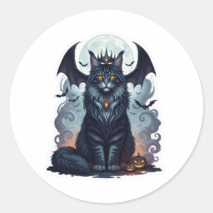 Adesivo Redondo Rei da Noite Spooky - Halloween do Maine Coon