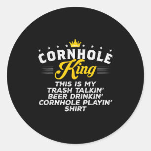 Adesivo Redondo Rei do Cornhole Traalkin Presente Divertido de Cor
