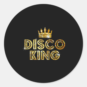 Adesivo Redondo Rei do Disco Funky Vintage 70s 80s Para Festas de