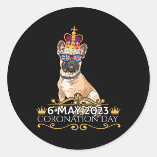 Adesivo Redondo Rei Iii Dia da Coronação presentes para o Bulldog